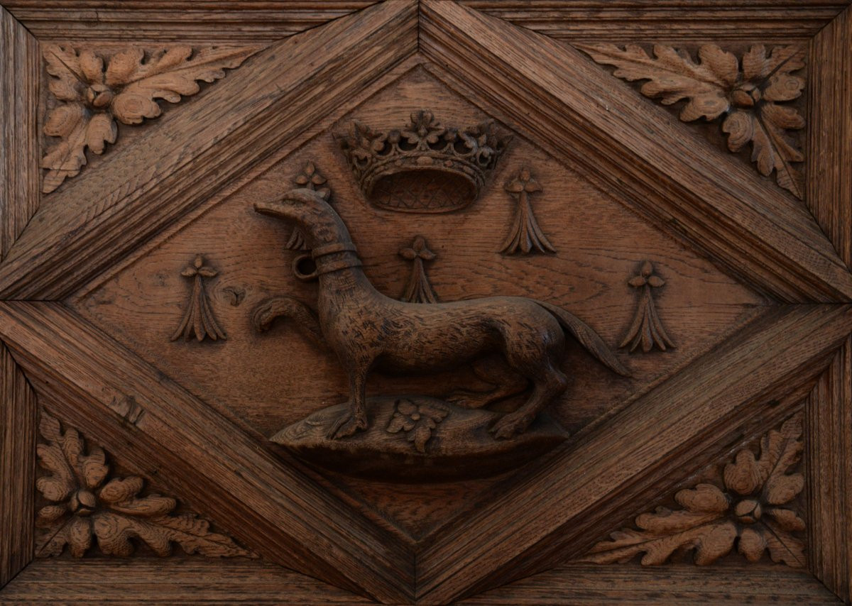 Lit monumental en chêne sculpté, de style Néo-Renaissance, vers 1885-photo-1