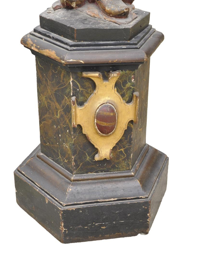 Nubienne porte-torchère en bois polychrome sculpté et doré-photo-3