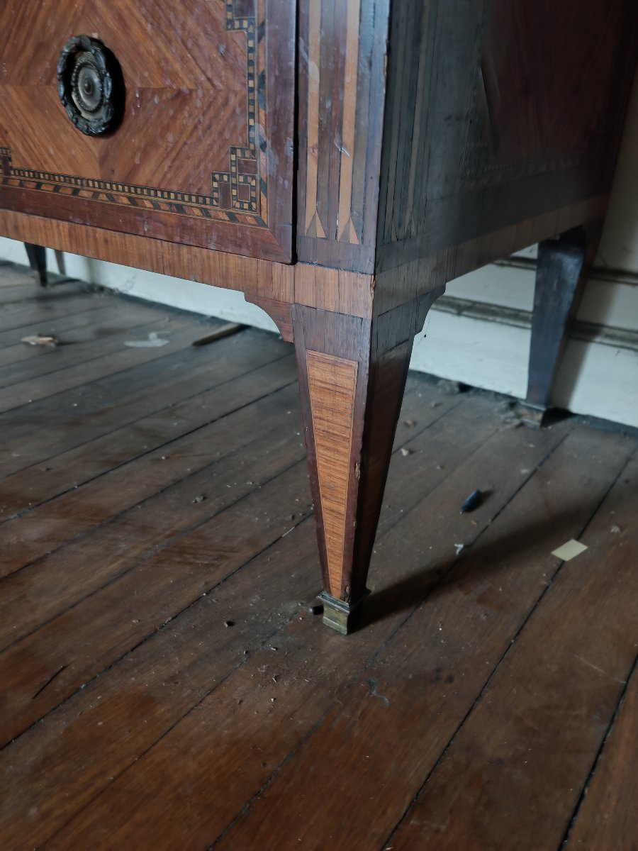 Louis XVI Commode In Fruitwood Marquetry With A Marble Top-photo-5