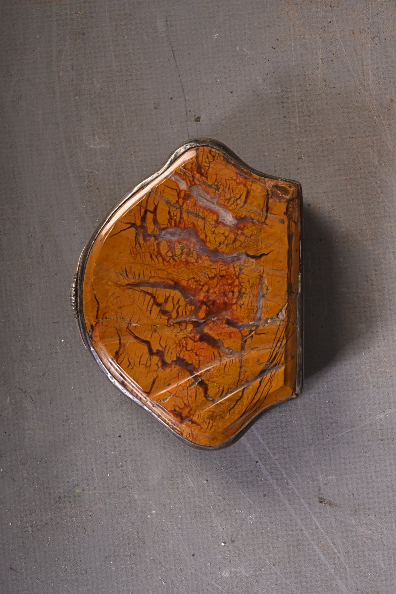 Hardstone Box With Silver Mount, 18th Century-photo-3