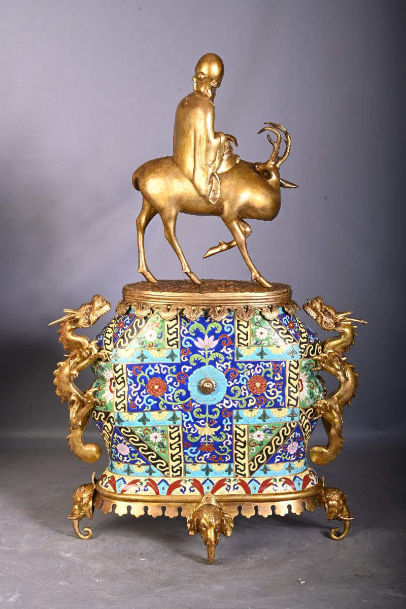 The Crystal Staircase (attributed To), A Japanese-style Clock In Cloisonné Enamel And Gilt Bronze-photo-6