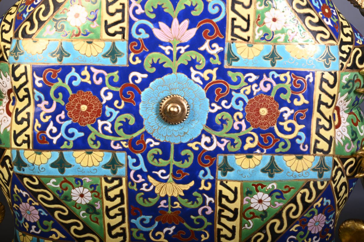 The Crystal Staircase (attributed To), A Japanese-style Clock In Cloisonné Enamel And Gilt Bronze-photo-7