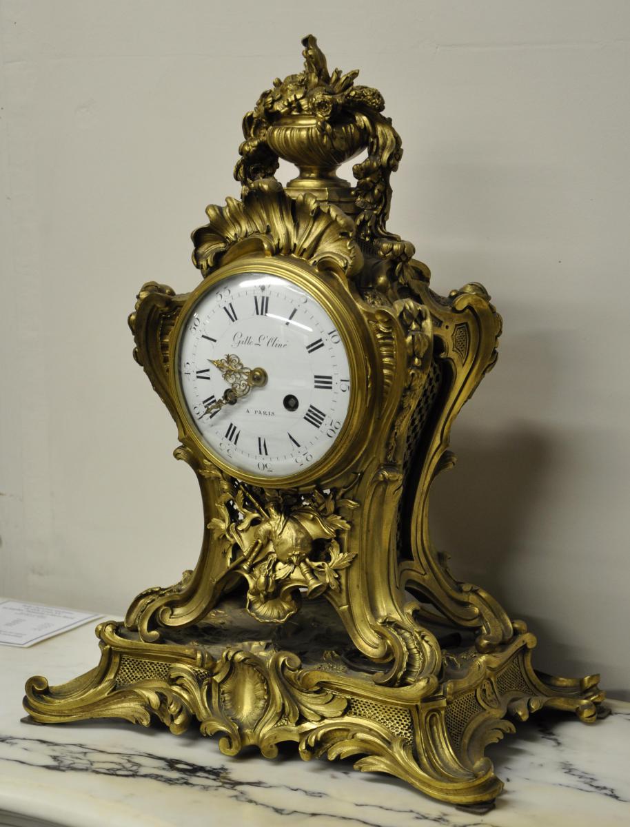 Louis XV Style Gilt Bronze Clock By Gille Ainé-photo-2