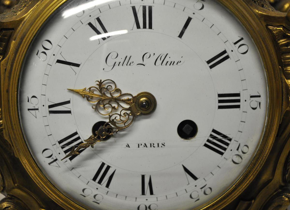 Louis XV Style Gilt Bronze Clock By Gille Ainé-photo-4