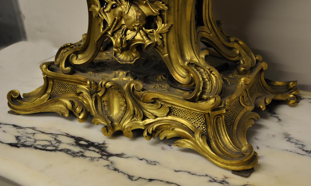 Louis XV Style Gilt Bronze Clock By Gille Ainé-photo-2