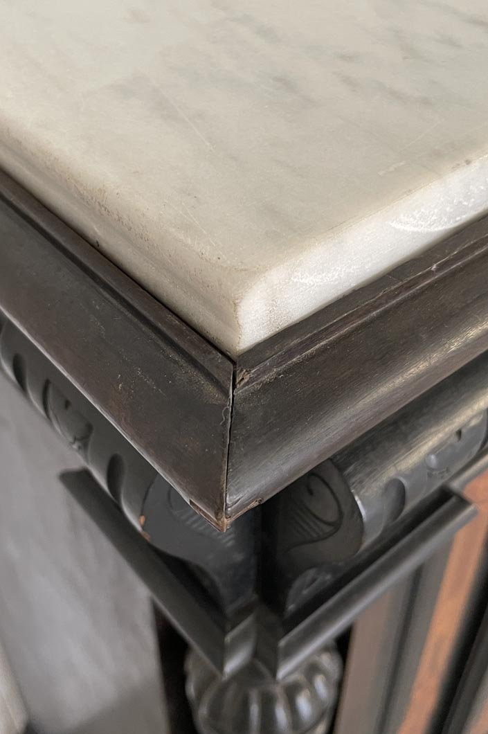 Napoleon III Period Side Table In Blackened Pearwood And Light Wood Marquetry-photo-4