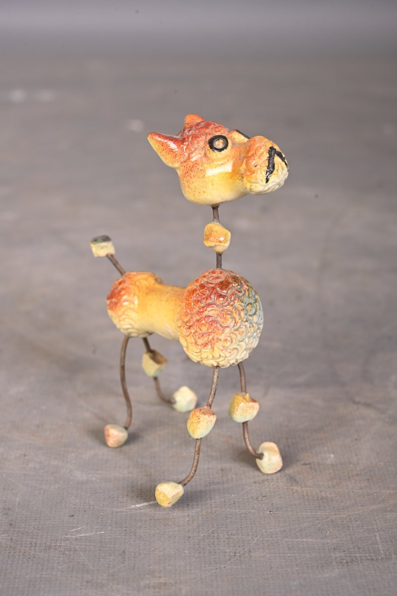 Accolay: The Dog, An Animal Made Of Wire And Ceramic, Signed-photo-2