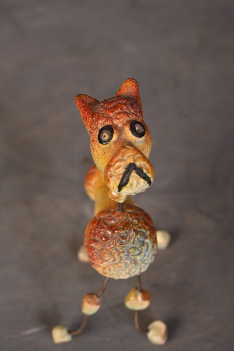 Accolay: The Dog, An Animal Made Of Wire And Ceramic, Signed-photo-3