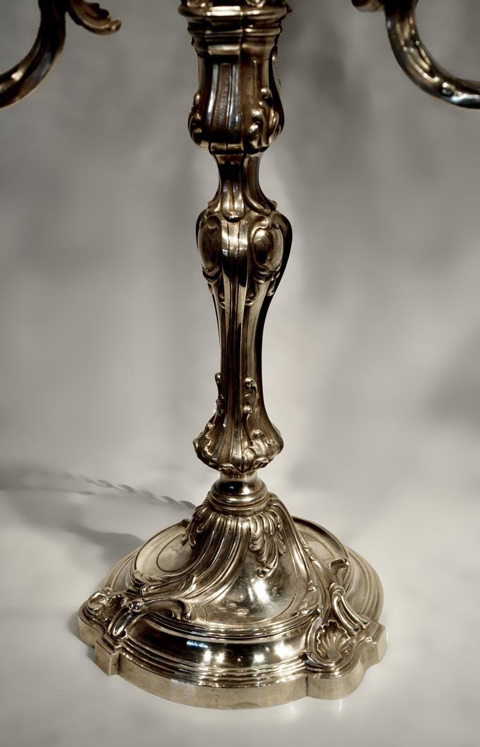 Exceptional Pair Of Louis XV Style Silver Candlesticks By Boin-taburet-photo-1