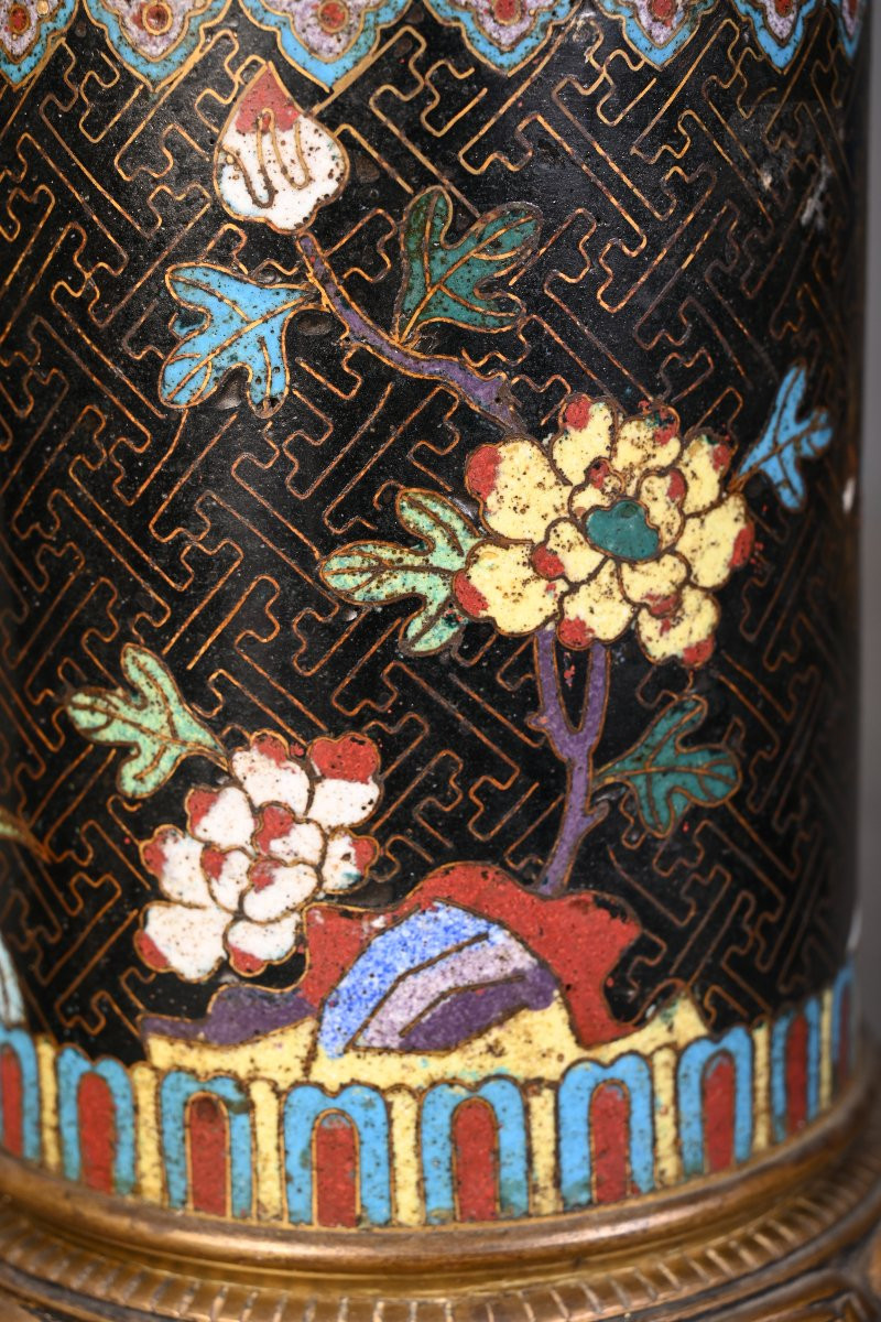 Paire de pots japonisants en bronze cloisonné, XIXe siècle-photo-4