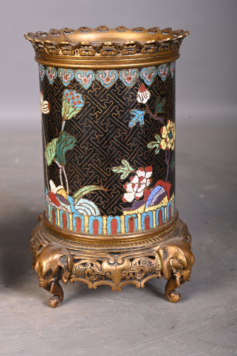 Paire de pots japonisants en bronze cloisonné, XIXe siècle-photo-4