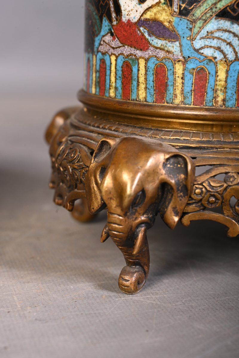 Paire de pots japonisants en bronze cloisonné, XIXe siècle-photo-8