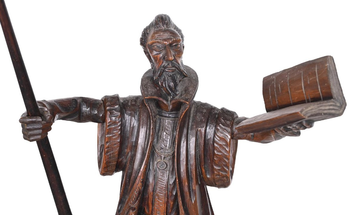 Don Quichotte, sculpture en bois sculpté, art populaire, XXe siècle-photo-3