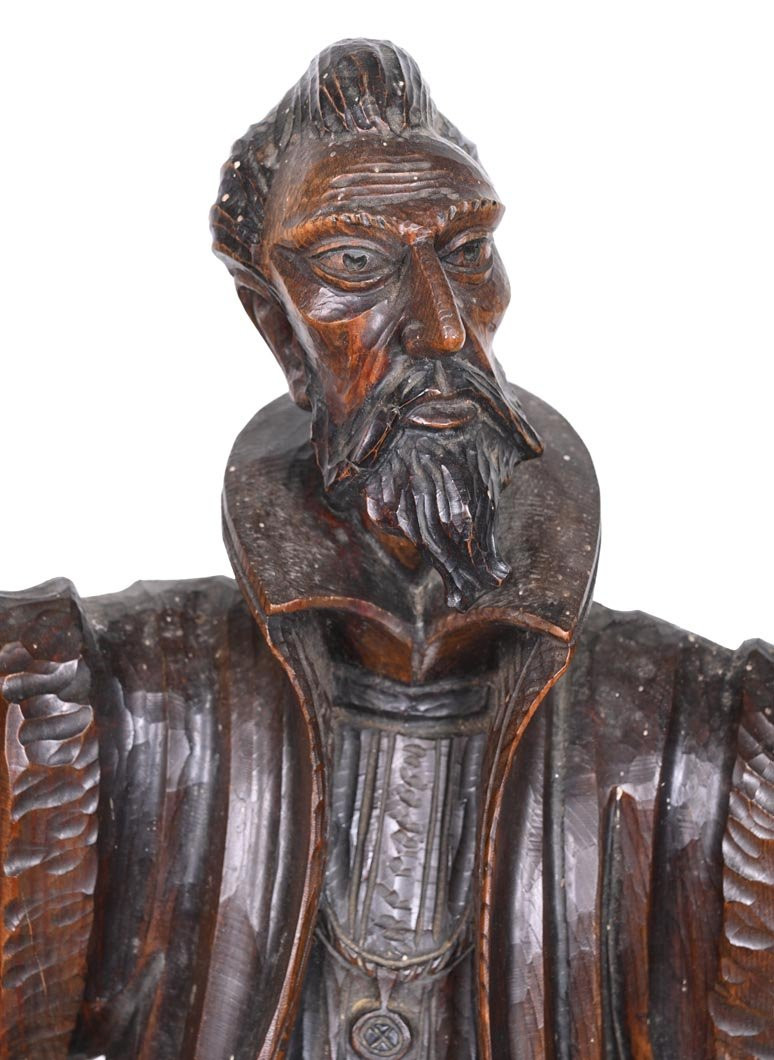 Don Quichotte, sculpture en bois sculpté, art populaire, XXe siècle-photo-4