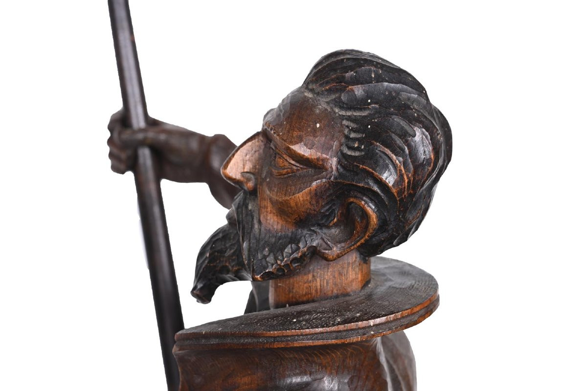 Don Quichotte, sculpture en bois sculpté, art populaire, XXe siècle-photo-2