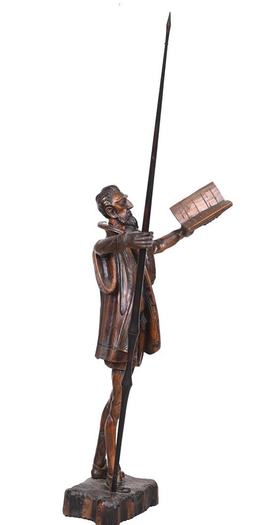Don Quichotte, sculpture en bois sculpté, art populaire, XXe siècle-photo-5