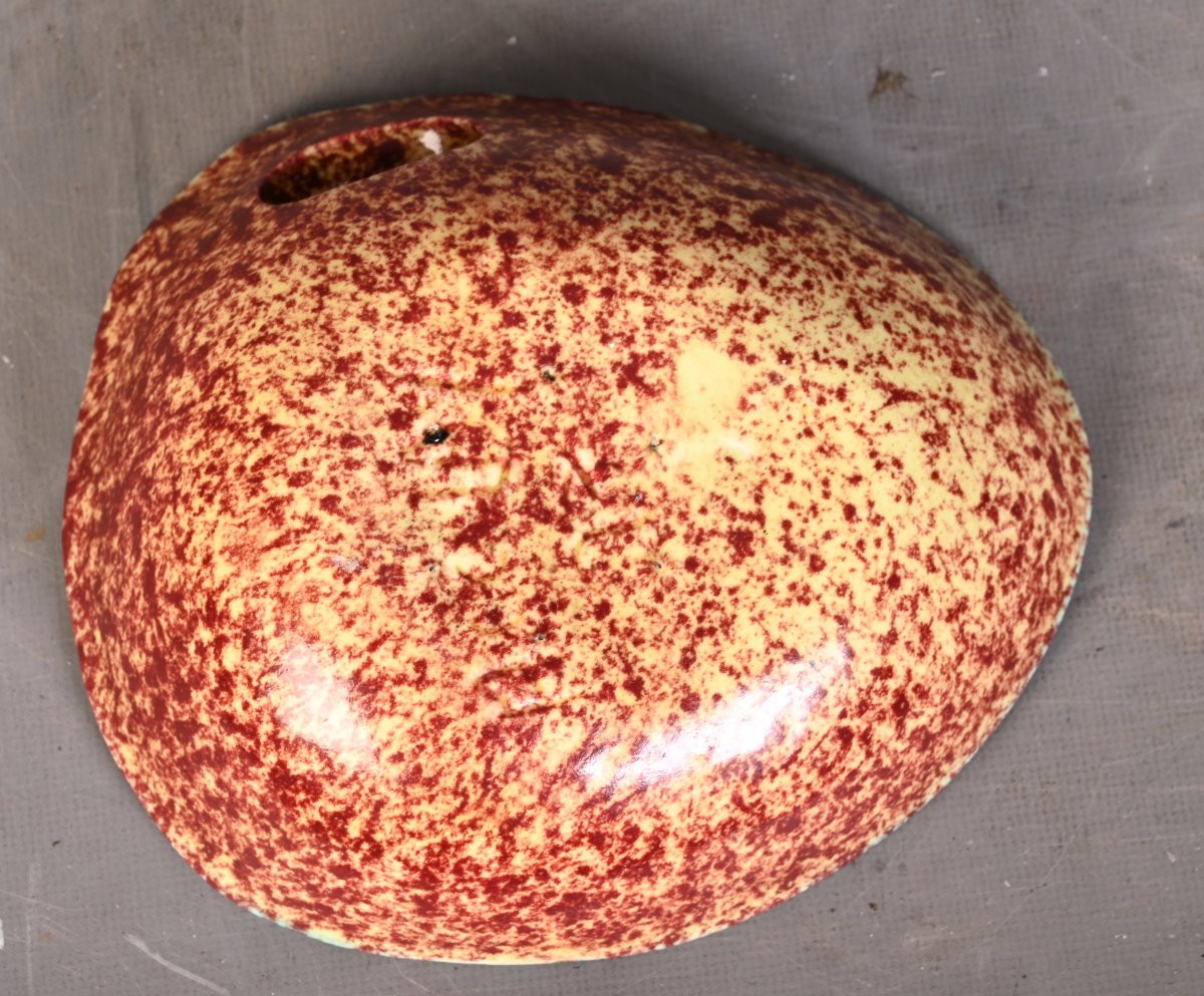 Signed Glazed Ceramic Bowl With A Hollow Rim, Accolay Pottery-photo-5