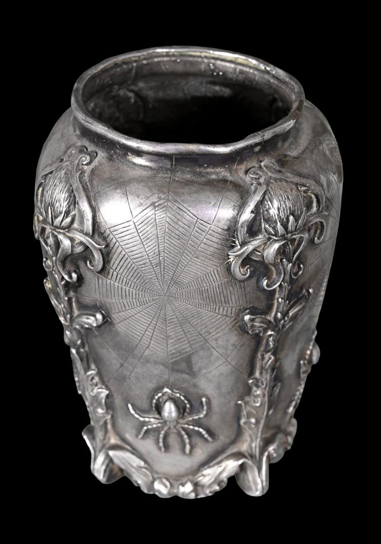 Small Art Nouveau Vase With Spiders And Thistles-photo-2