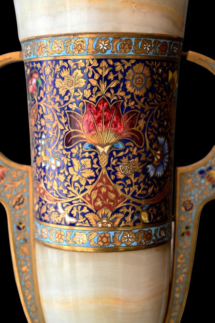 Onyx And Champlevé Enamel Centerpiece-photo-2