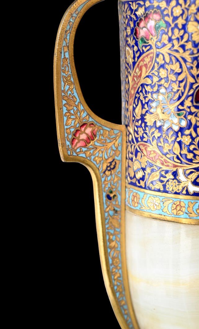 Onyx And Champlevé Enamel Centerpiece-photo-3