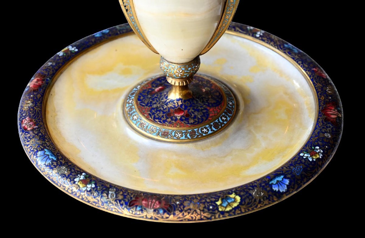 Onyx And Champlevé Enamel Centerpiece-photo-2