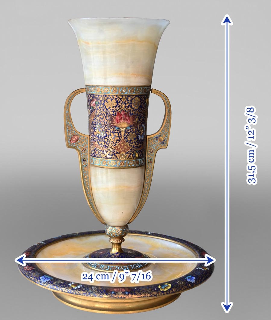 Onyx And Champlevé Enamel Centerpiece-photo-6