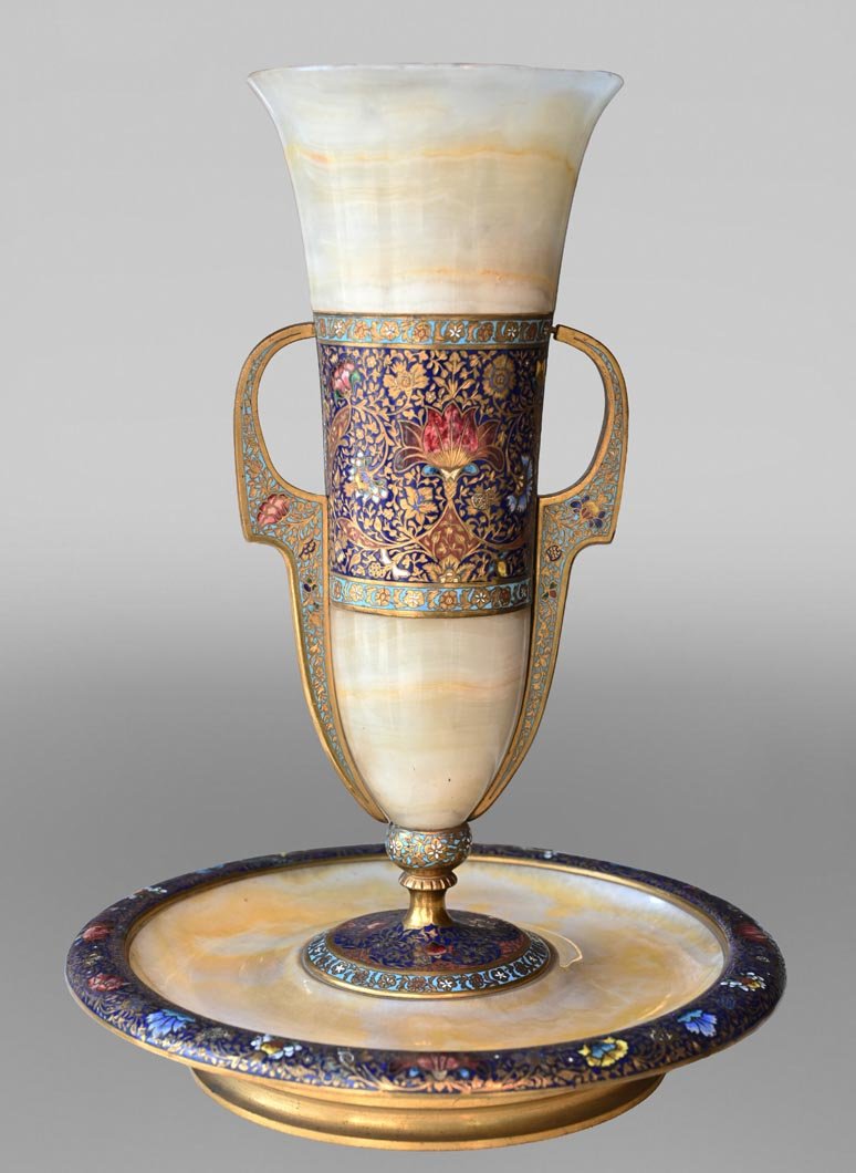 Onyx And Champlevé Enamel Centerpiece