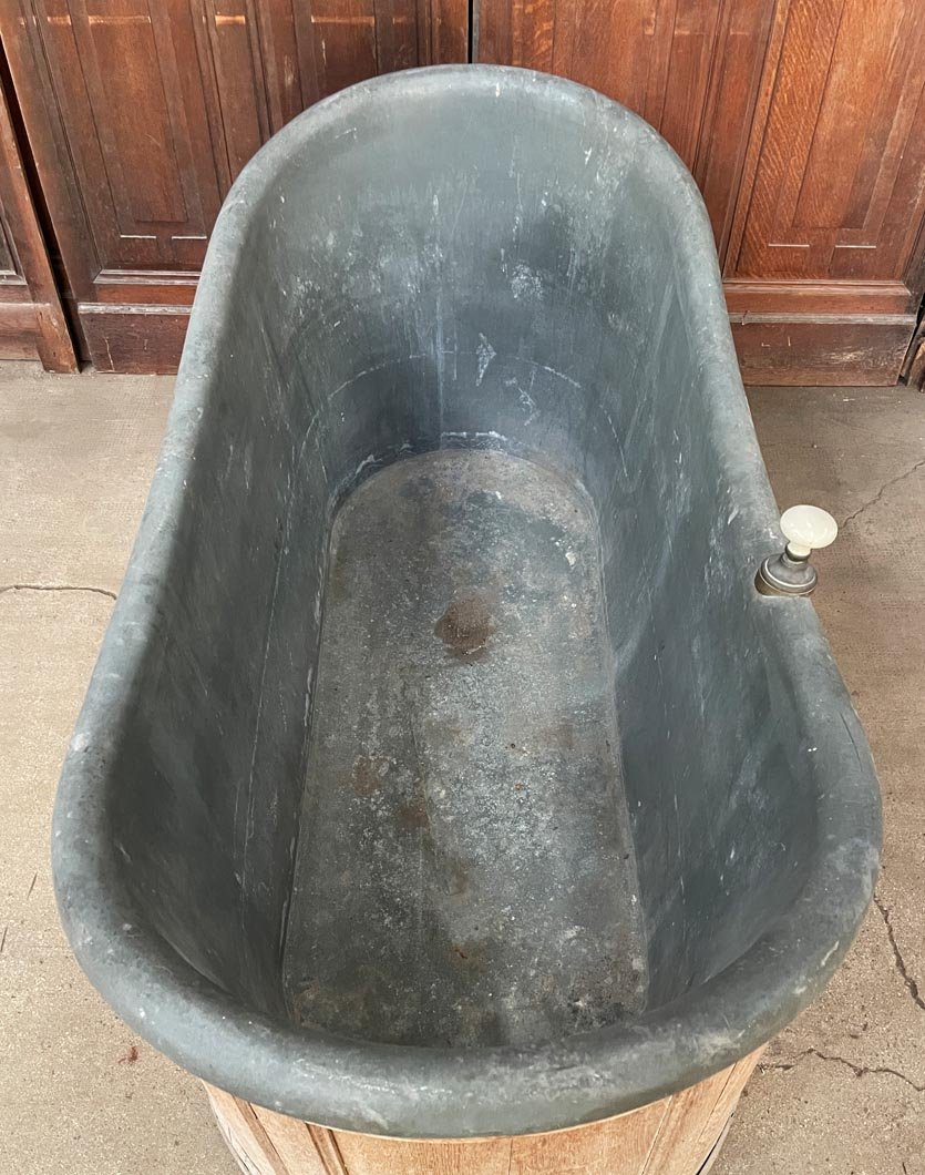 Zinc And Wood Veneer Bathtub-photo-5