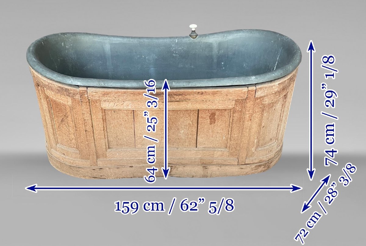 Zinc And Wood Veneer Bathtub-photo-8