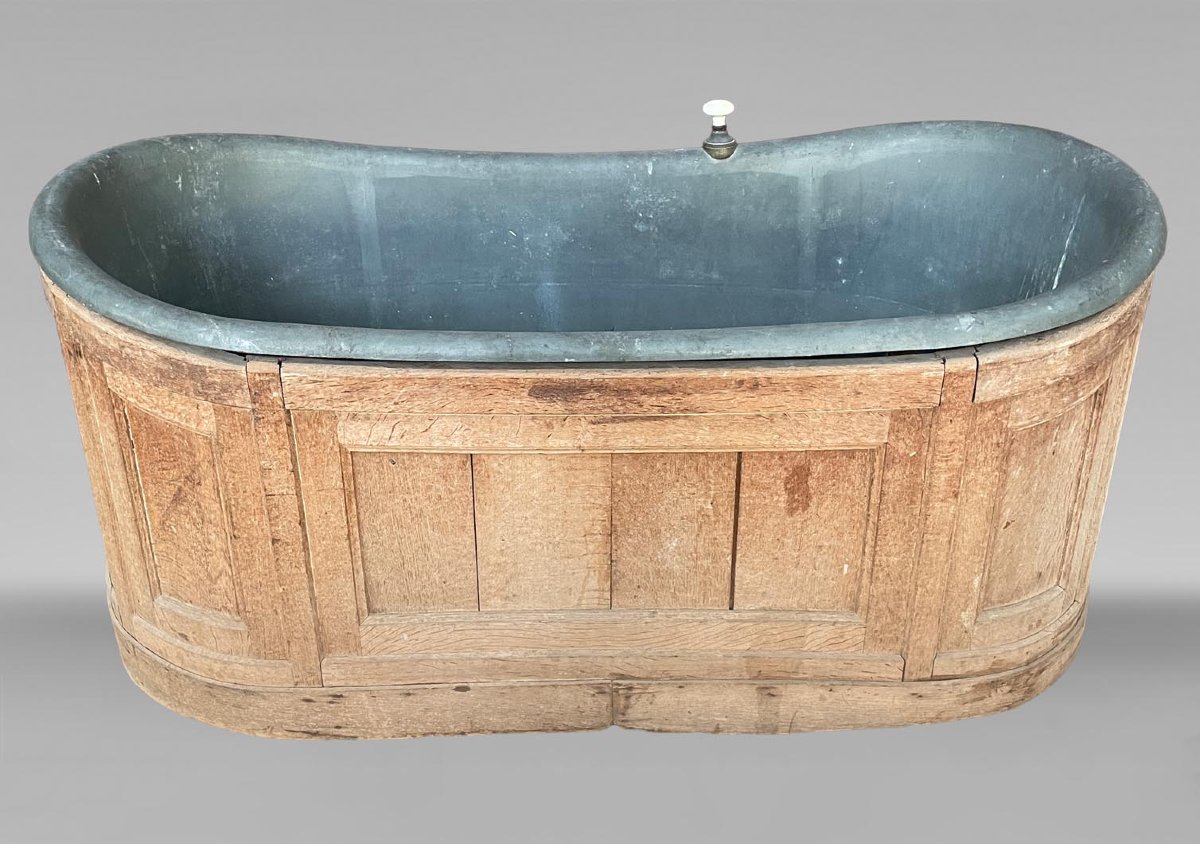 Zinc And Wood Veneer Bathtub