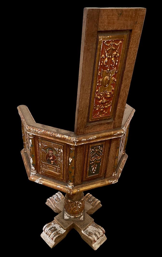 Renaissance Swivel Armchair With Polychrome Decoration-photo-3