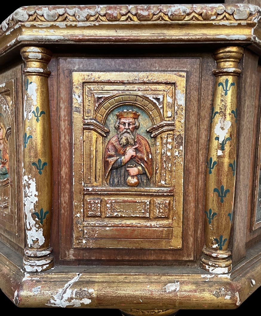 Renaissance Swivel Armchair With Polychrome Decoration-photo-5