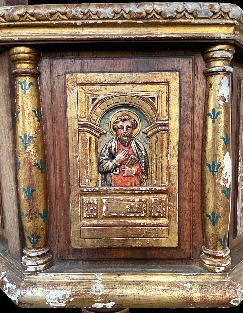 Renaissance Swivel Armchair With Polychrome Decoration-photo-6