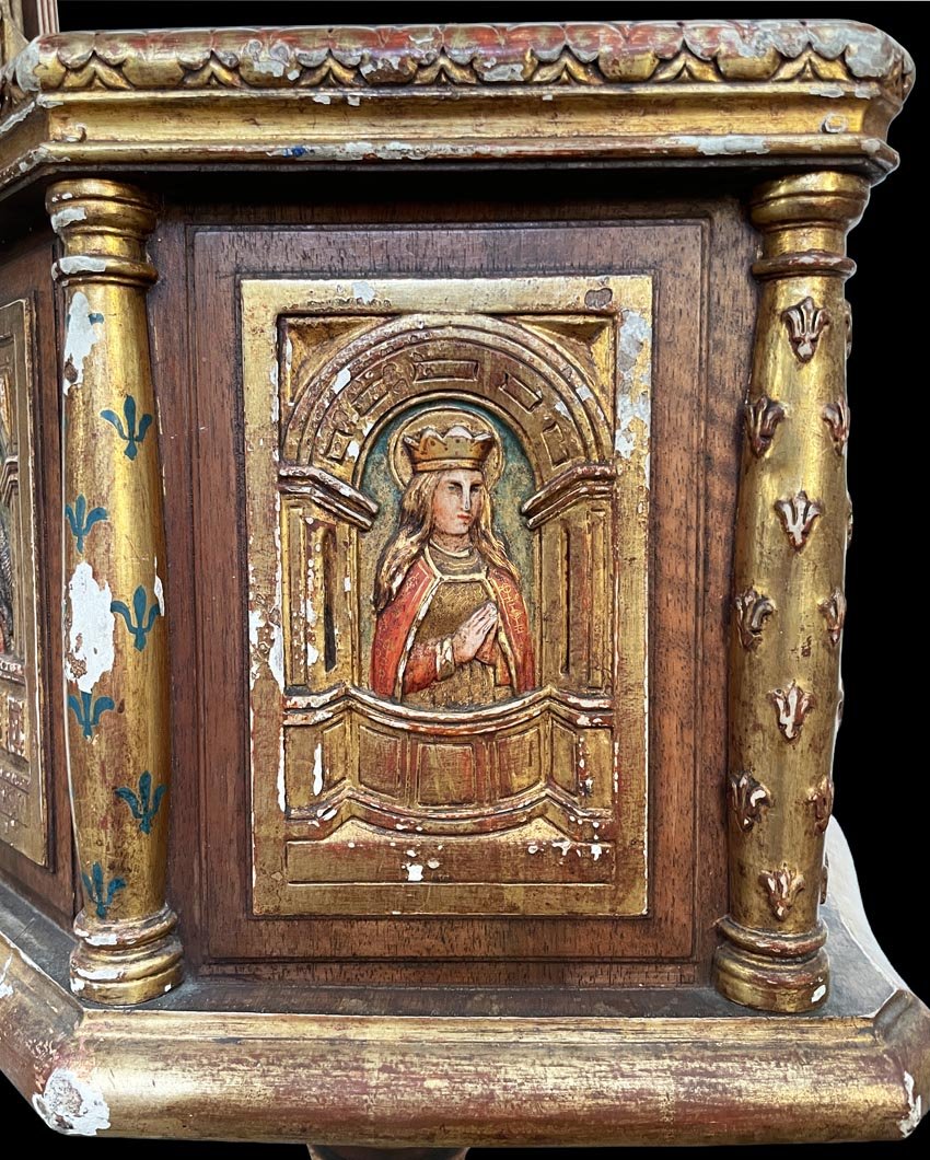 Renaissance Swivel Armchair With Polychrome Decoration-photo-7