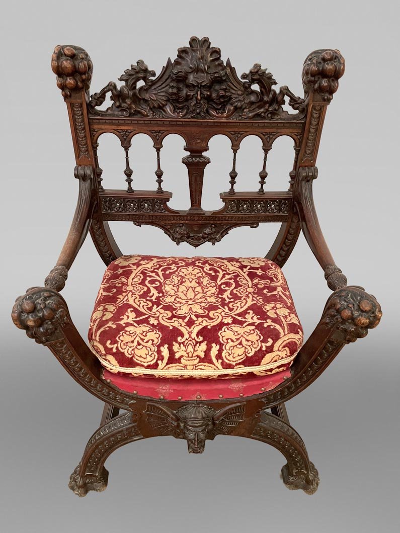 Neo-renaissance Walnut Armchair-photo-2