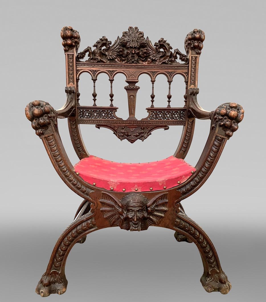Neo-renaissance Walnut Armchair-photo-3