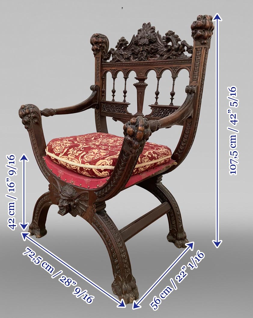 Neo-renaissance Walnut Armchair-photo-1