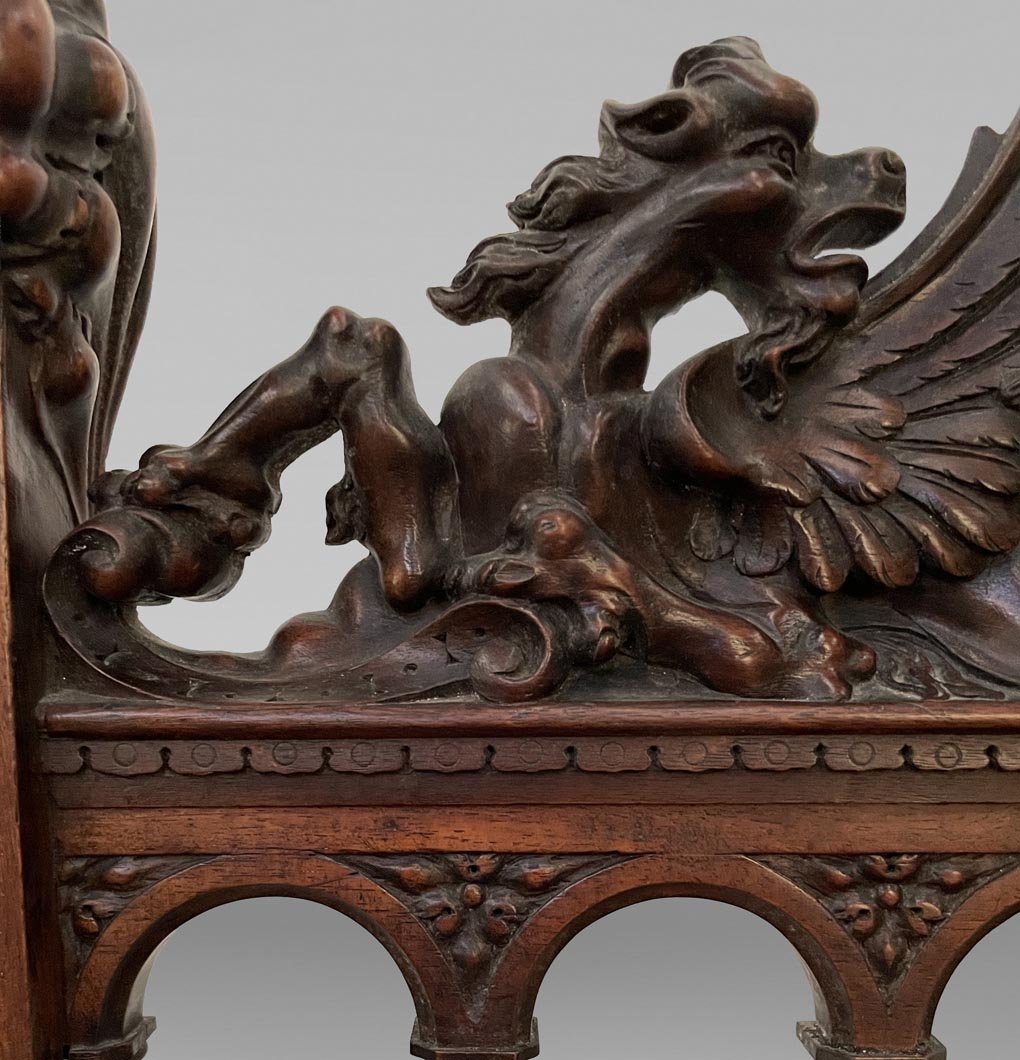 Neo-renaissance Walnut Armchair-photo-3