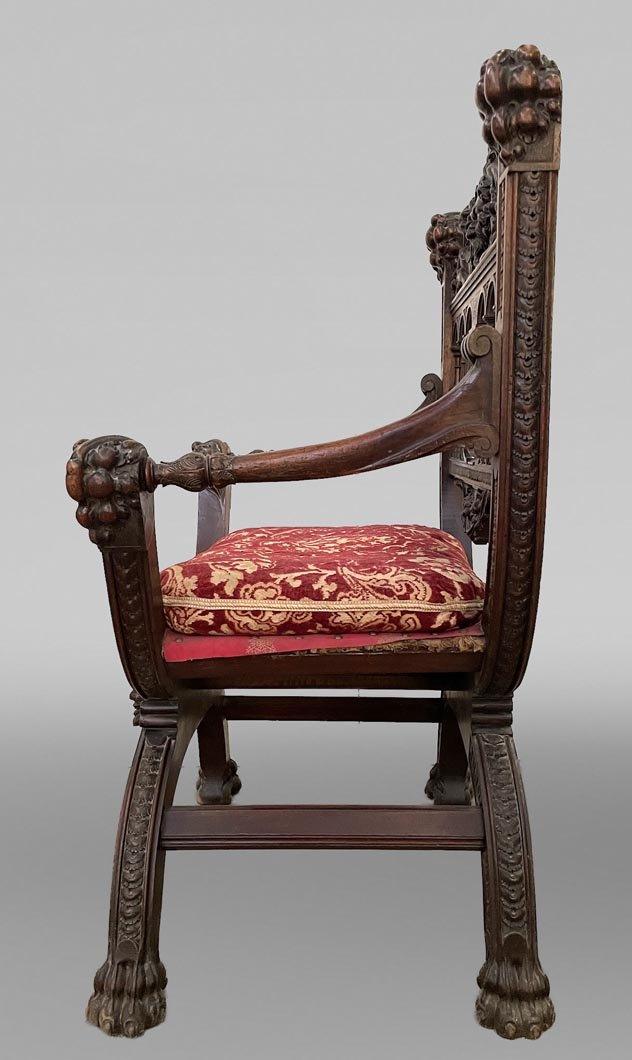 Neo-renaissance Walnut Armchair-photo-6