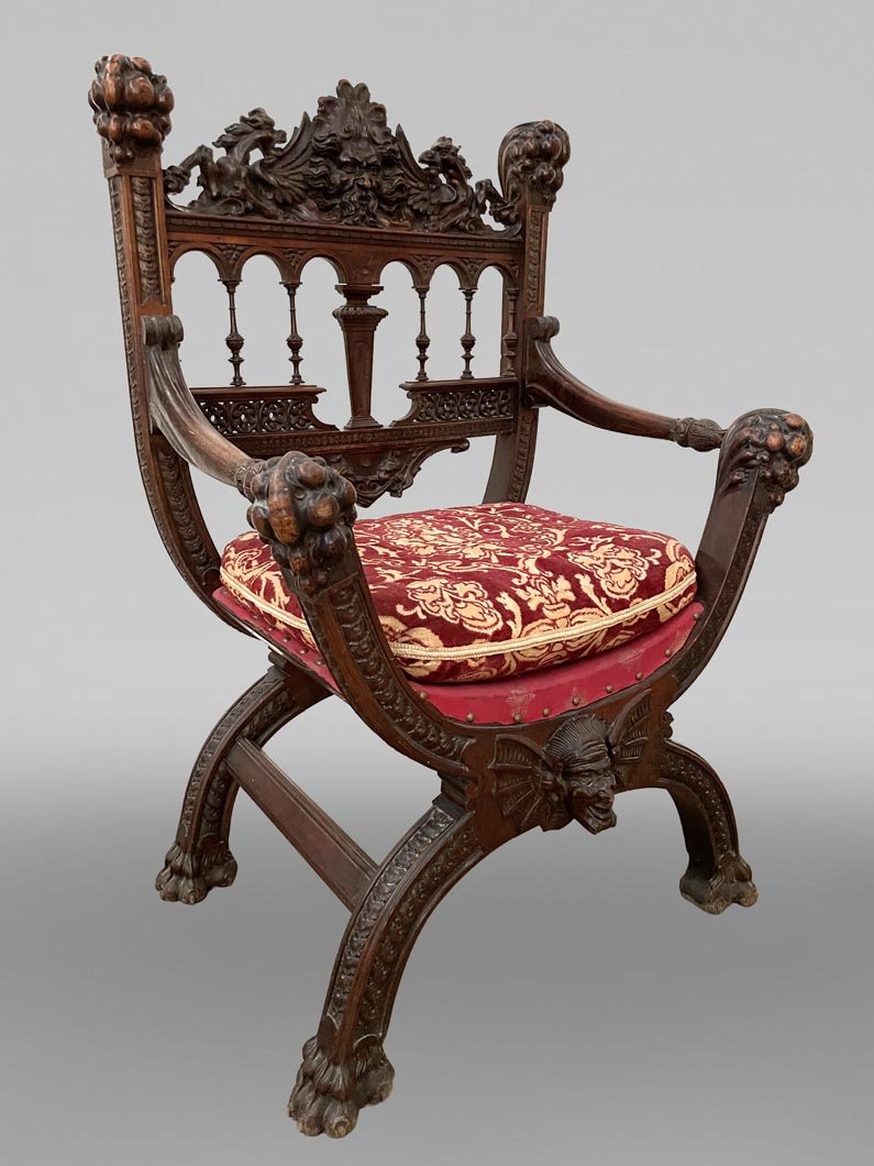 Neo-renaissance Walnut Armchair