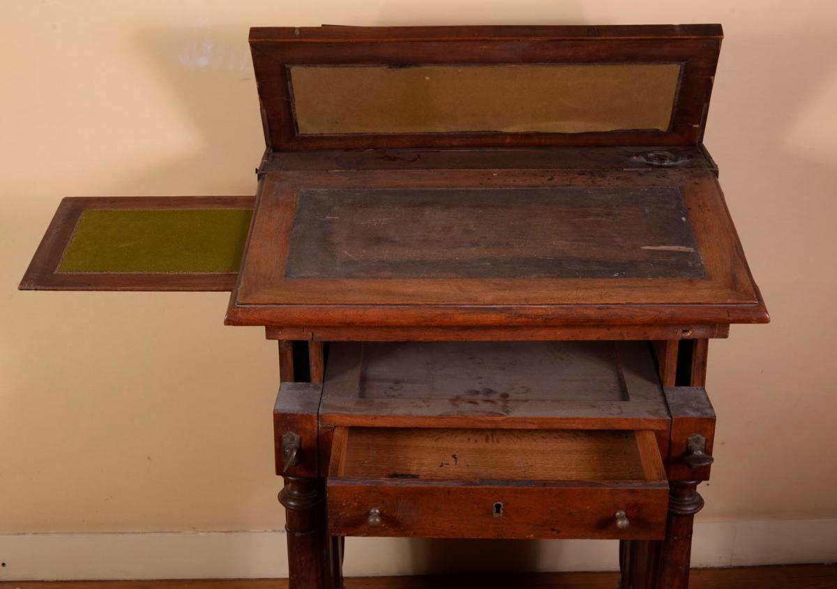 Architect's Desk By Féret, Walnut Mechanical Table, Circa 1889-photo-4