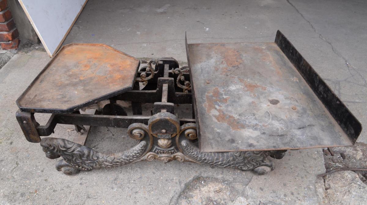 Rare Cast Iron Scale, 100 Kg, Lions Decor, Circa 1900-photo-4
