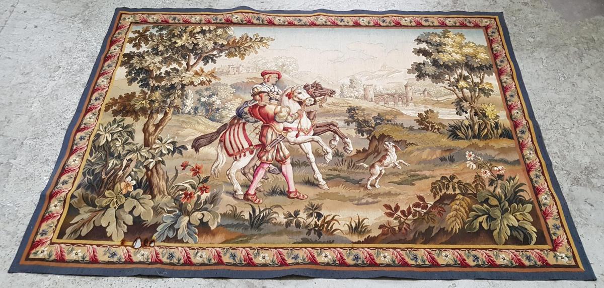 Aubusson Tapestry, Hunting Scene, 1900-photo-2
