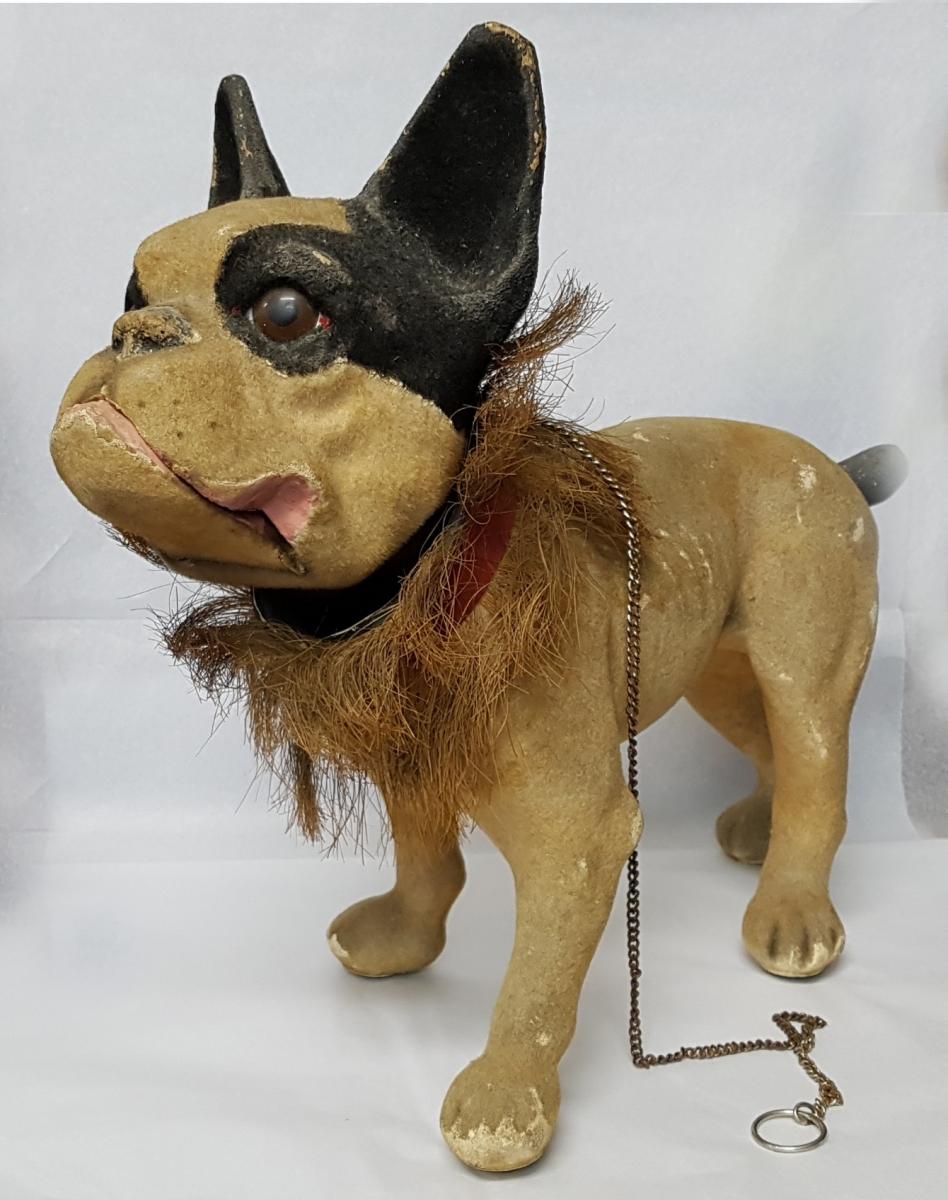 Bouledogue à Tête Mobile Aboyeur, Jouet de salon, circa 1920