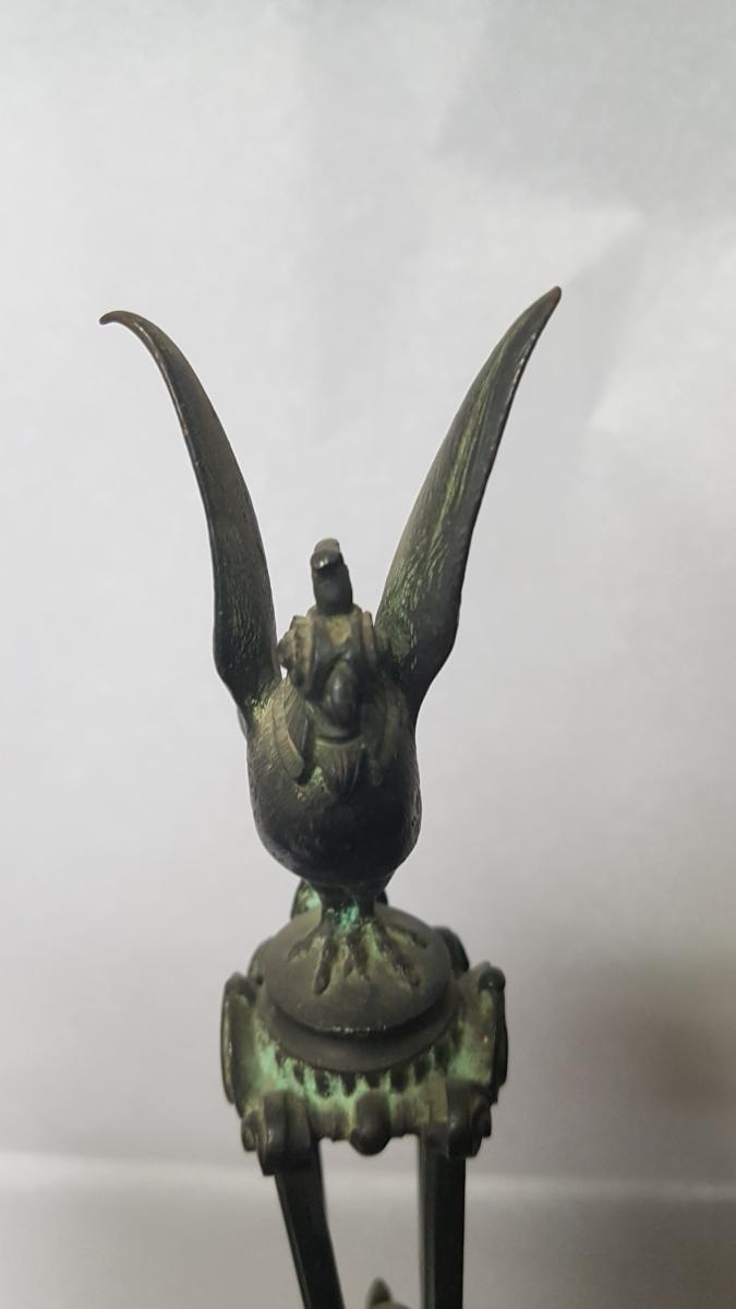 Pair Of Ewers In Patinated Bronze Entourage By Ferdinand Barbedienne-photo-2