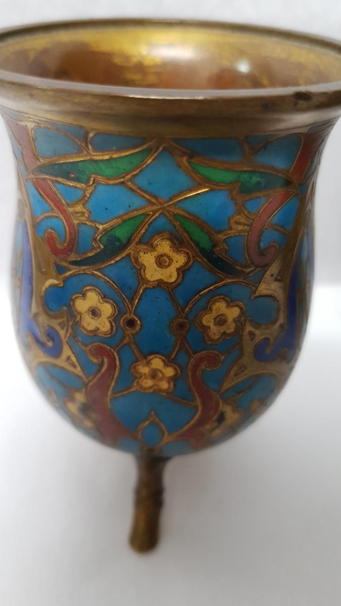 Paire de vases En Bronze Et émaux Cloisonnée F. Barbedienne-photo-3