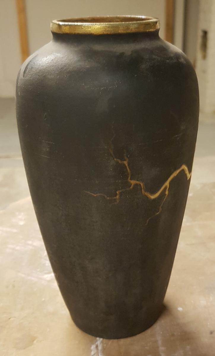 Glazed Ceramic Vase Signed "montieres"-photo-2
