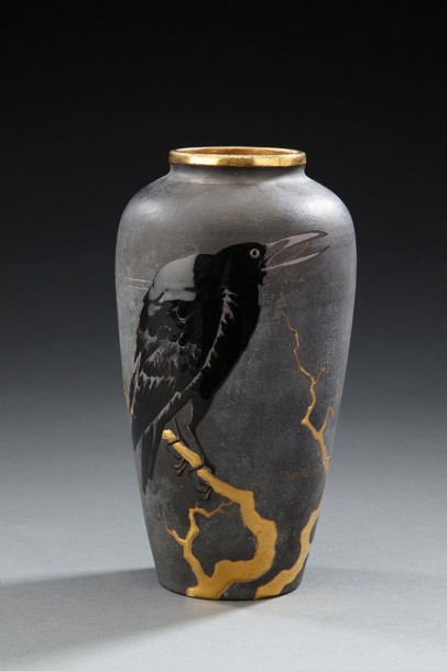 Glazed Ceramic Vase Signed "montieres"-photo-3