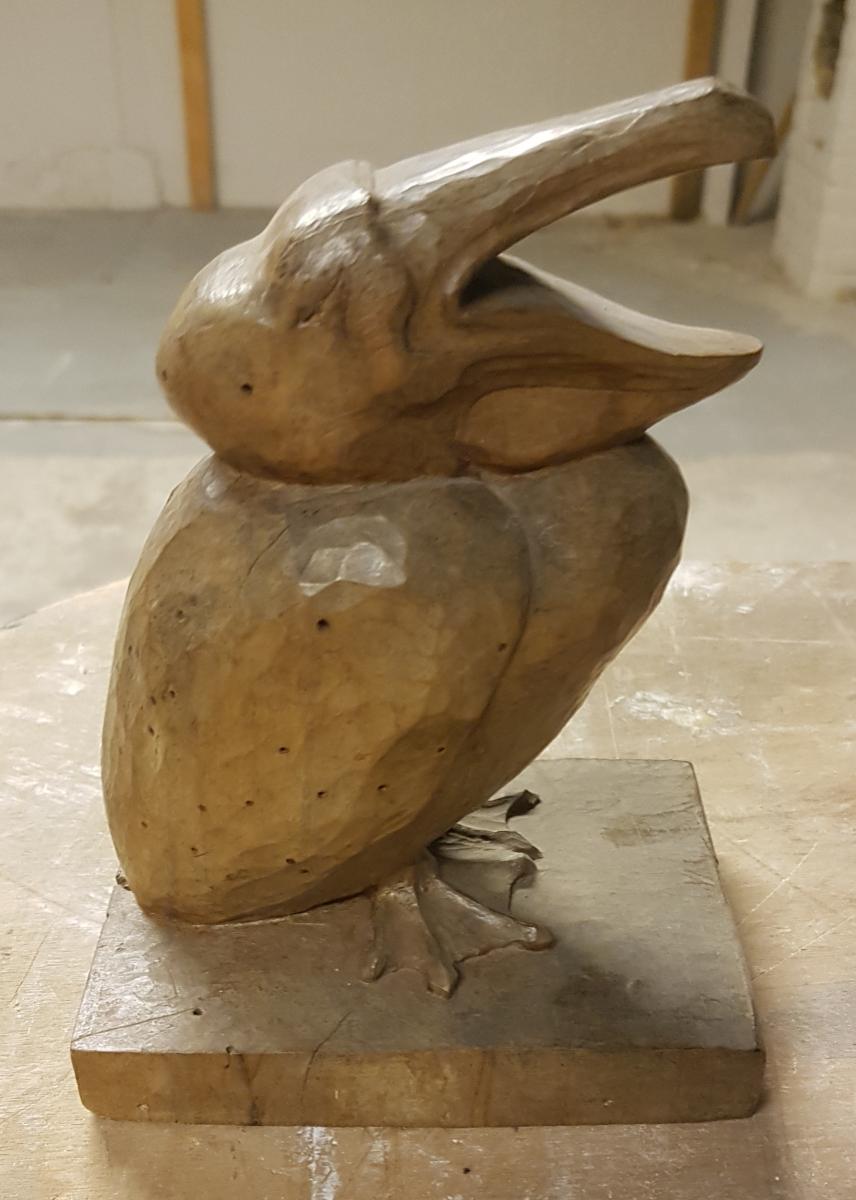 Direct Size Sculpture Featuring A Walnut Pelican-photo-2