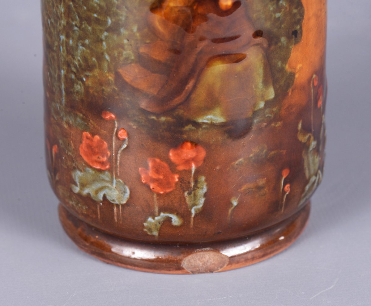  Enamelled Ceramic Vase By Royal Doulton-photo-2